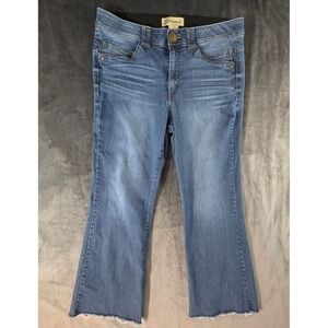 Democracy Women's "Ab" Technology Cropped Flare Jeans Blue Size 12 Raw Hem